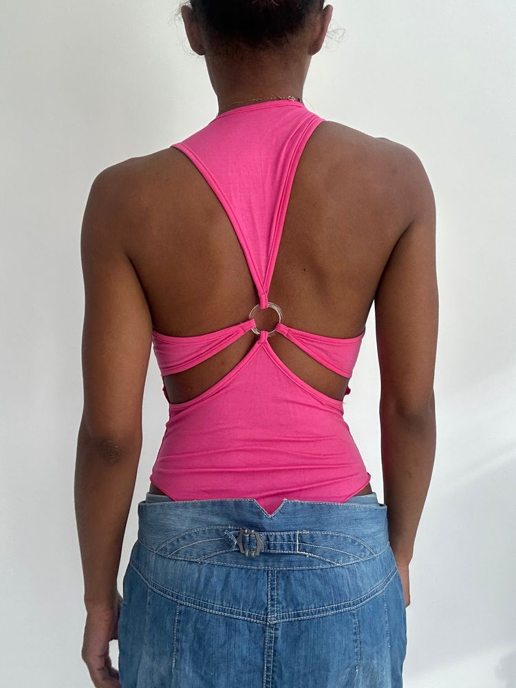 ‼️ | extra small pink cut out back bodysuit tank top 5
