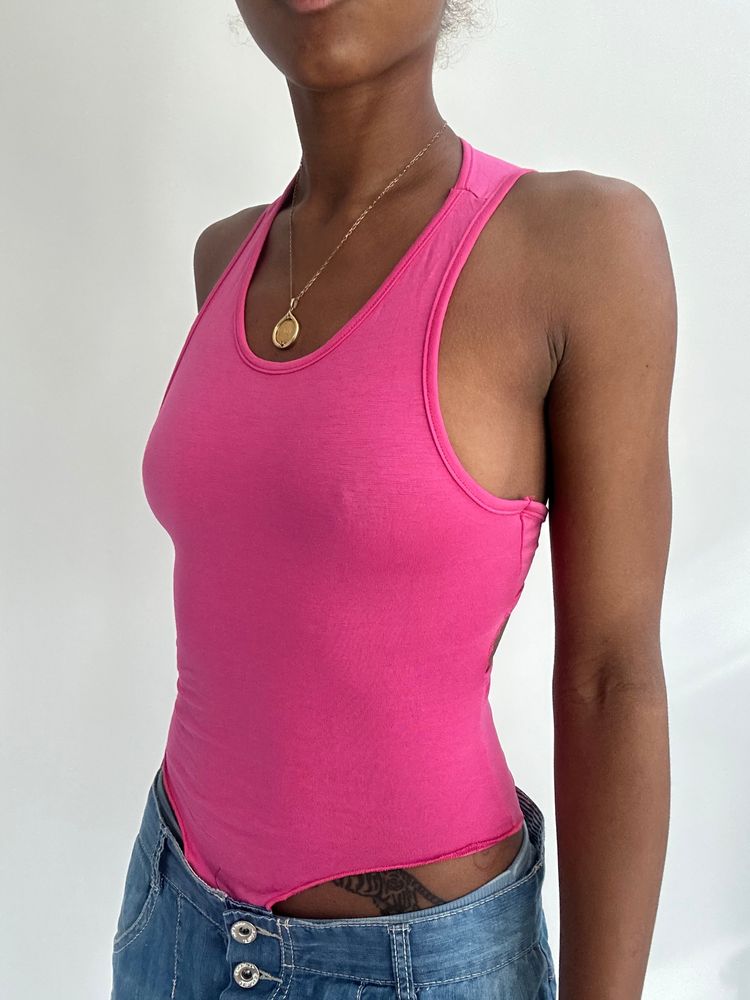 ‼️ | extra small pink cut out back bodysuit tank top 2