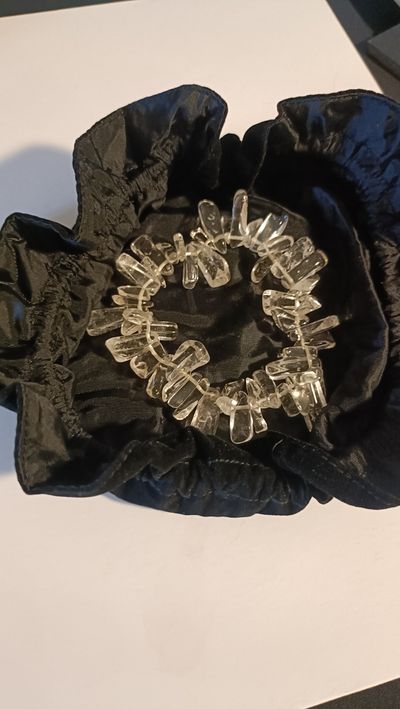 Clear Crystal Chip Bracelet With Black Pouch 6