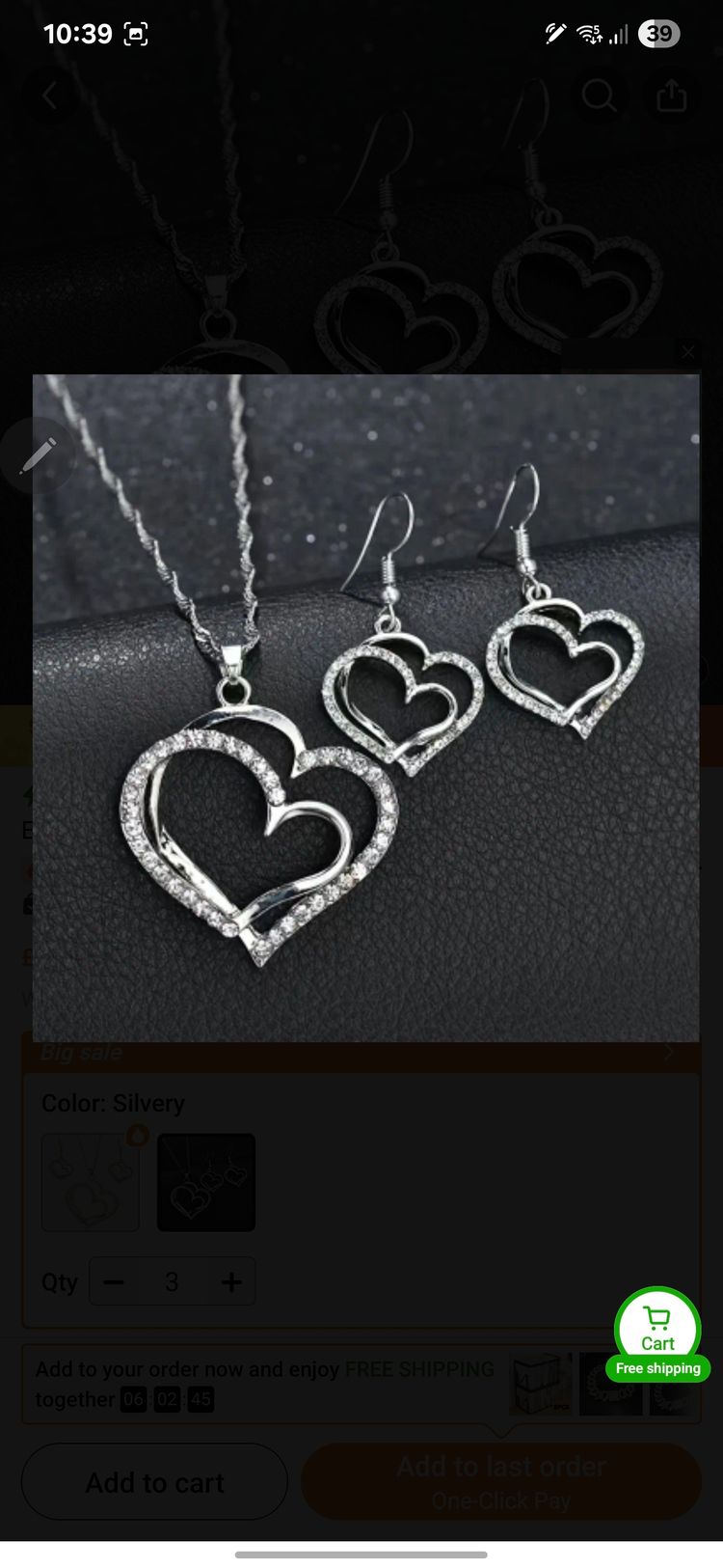 s925 Silver Heart-Shaped Necklace And Earrings Set