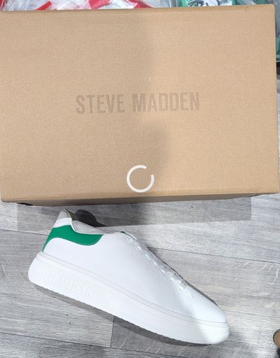 Steve Madden White Sneakers With Green Detail