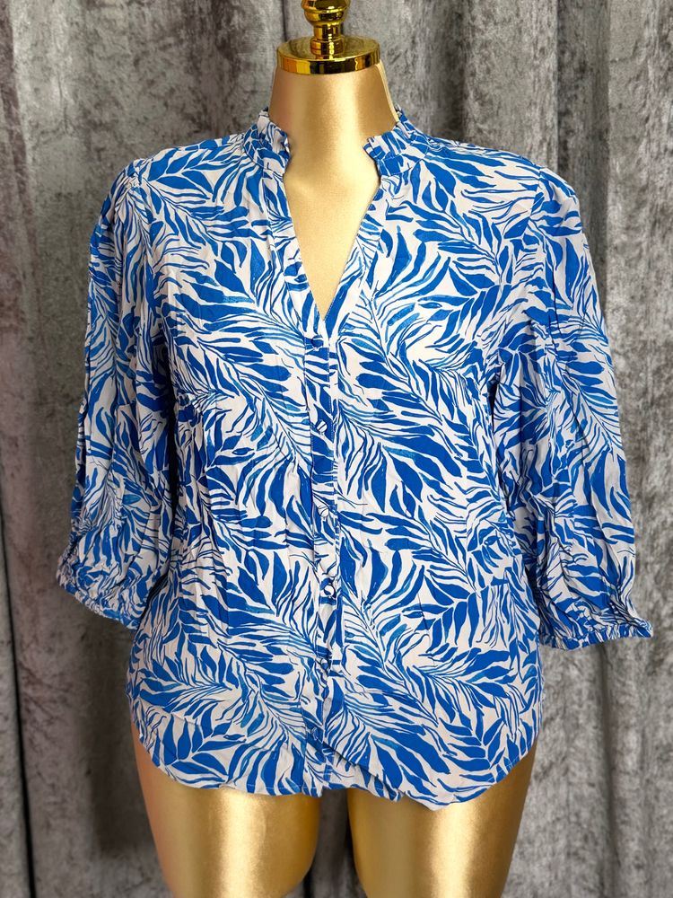 Monsoon Monsoon Blue And White Leaf Print Blouse product image