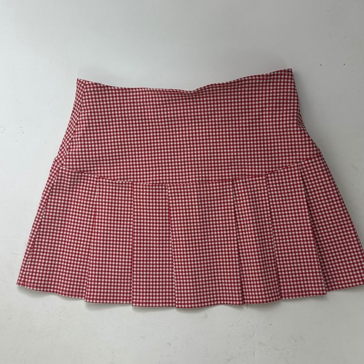 Red And White Checkered Pleated Skirt pimkie 