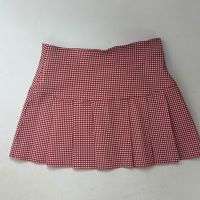 Red And White Checkered Pleated Skirt pimkie