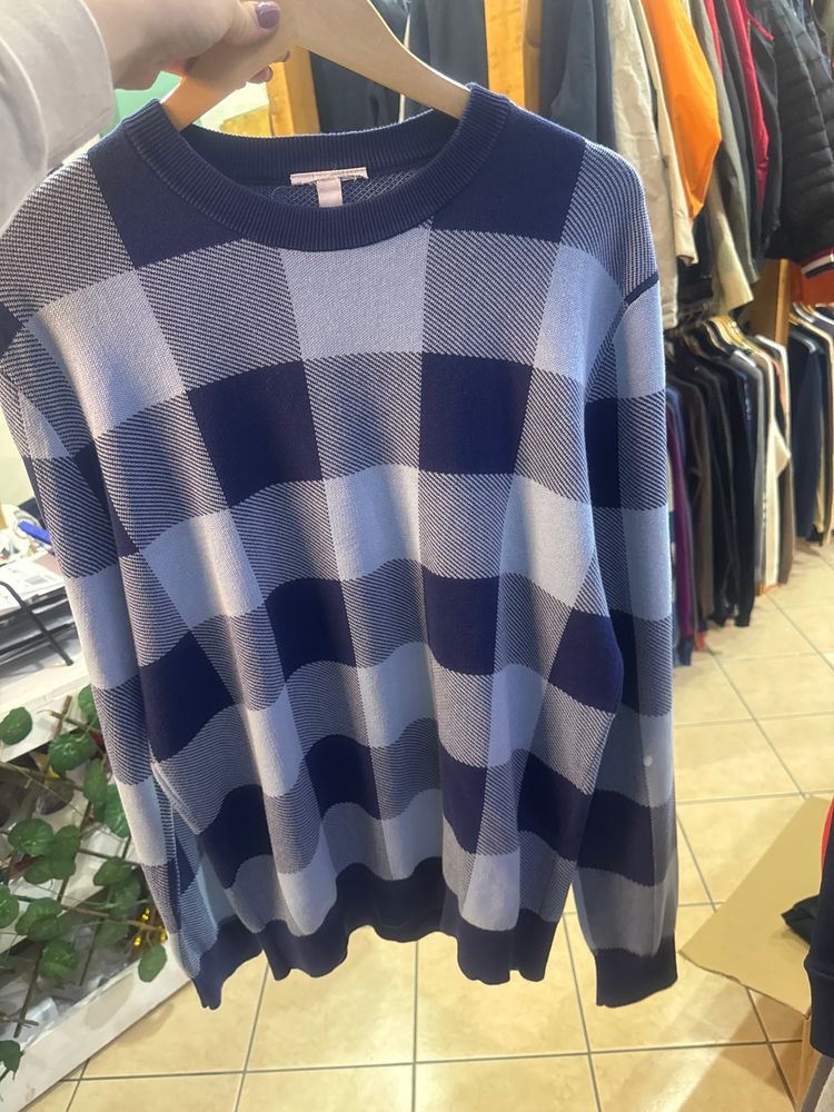 blue checkered sweater image 1
