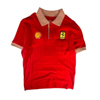 Ferrari Red Polo Shirt With Shell And Italian Flag Patches