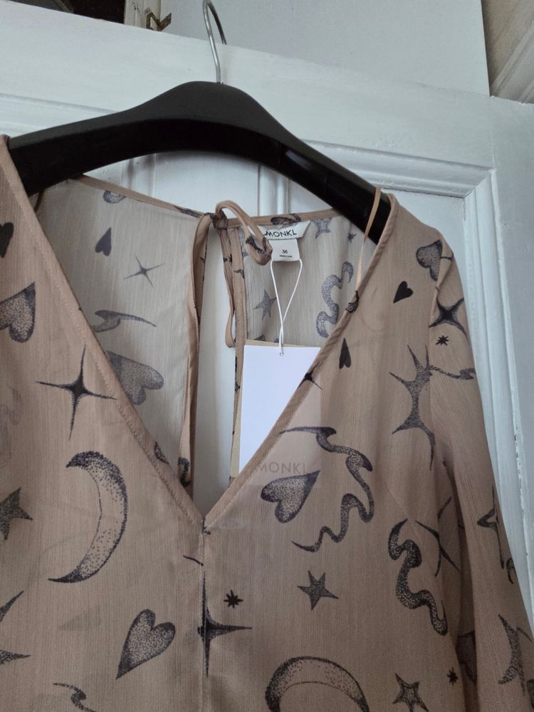 Monki Beige Dress With Celestial Print 2