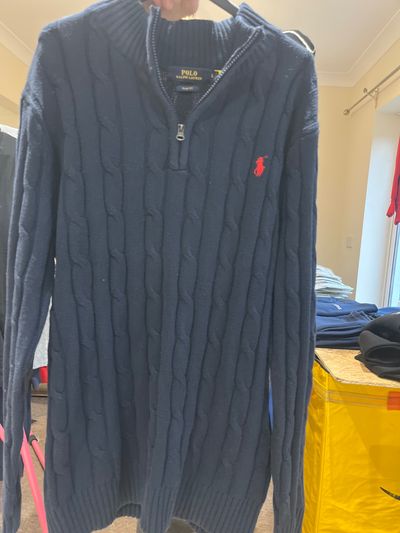 Polo Ralph Lauren Navy Cable Knit Half-Zip Sweater