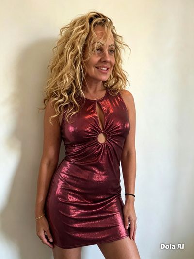 Metallic Red Sleeveless Mini Dress