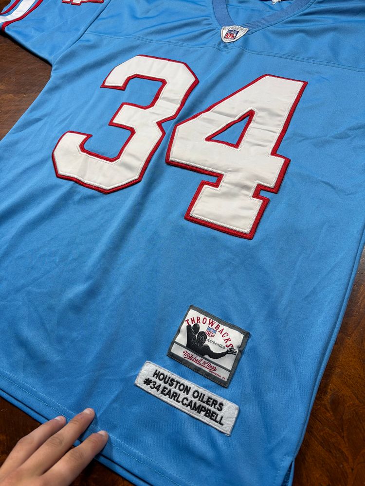 Houston Oilers #34 Earl Campbell Nfl Throwback Jersey image 3