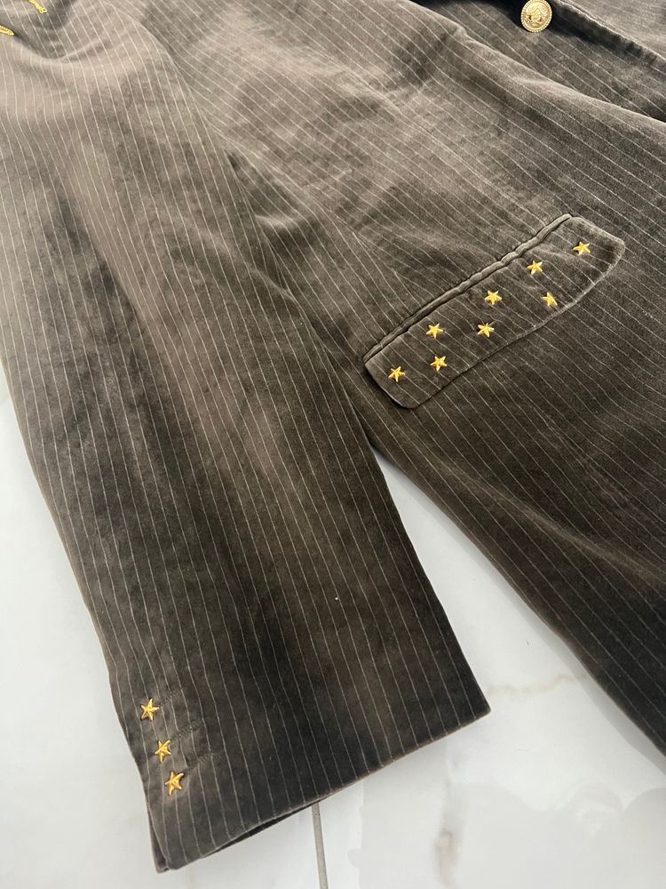 Brown Velvet Blazer With Eye Patch Detail image 4