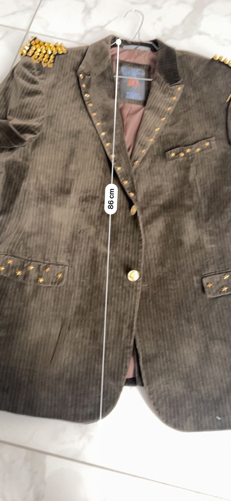Brown Velvet Blazer With Eye Patch Detail image 10