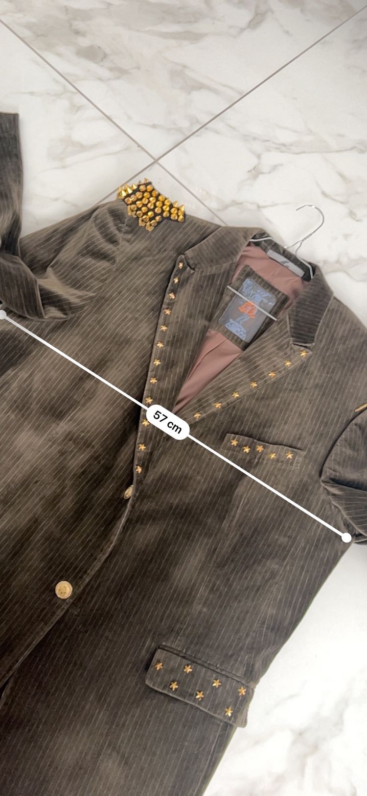 Brown Velvet Blazer With Eye Patch Detail image 9