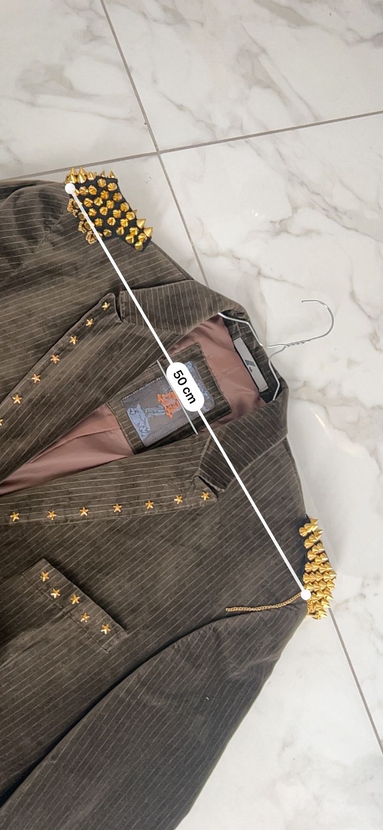 Brown Velvet Blazer With Eye Patch Detail image 8