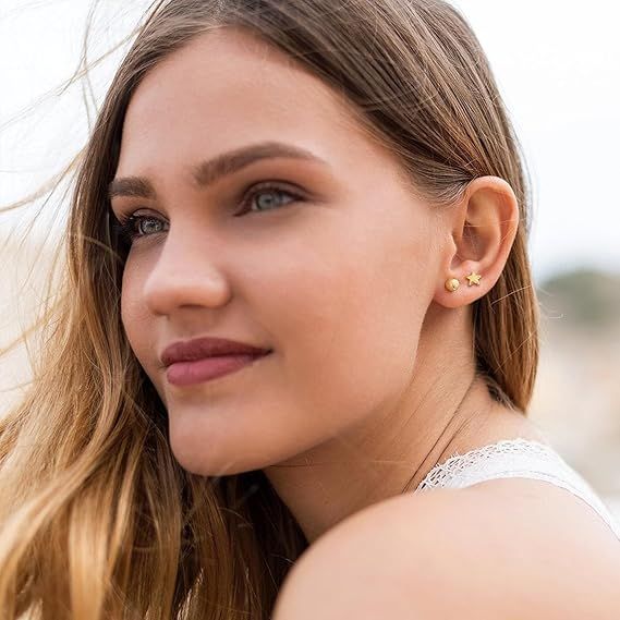 Gold Plated Stud Earrings Set image 5