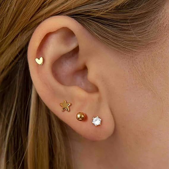 Gold Plated Stud Earrings Set image 3