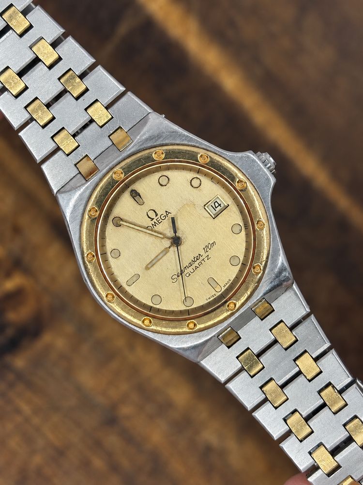 Vintage Omega Seamaster 120m Quartz – Two-Tone Stainless Steel & Gold-Tone Watch – Champagne Dial image 1