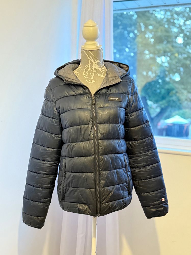 Champion Black Puffer Jacket With Hood