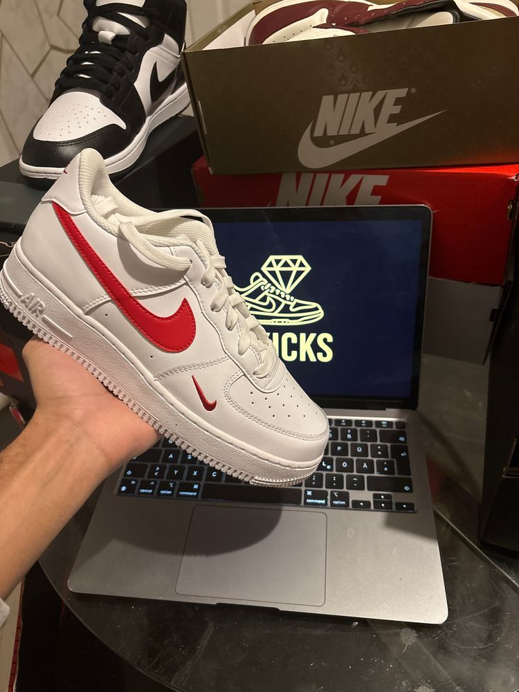 Nike White air forces/Red Swoosh