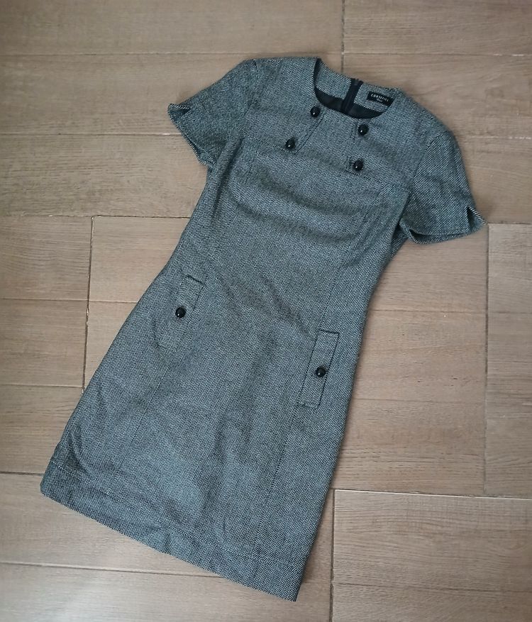 Cortefiel Woman grey herringbone dress