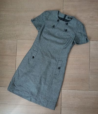 Cortefiel Woman grey herringbone dress