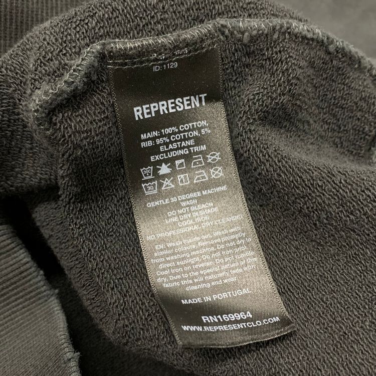 Represent Small Hoodie Chrome Flight Hoodie Stained Black Hoodie (RRP £180) image 3