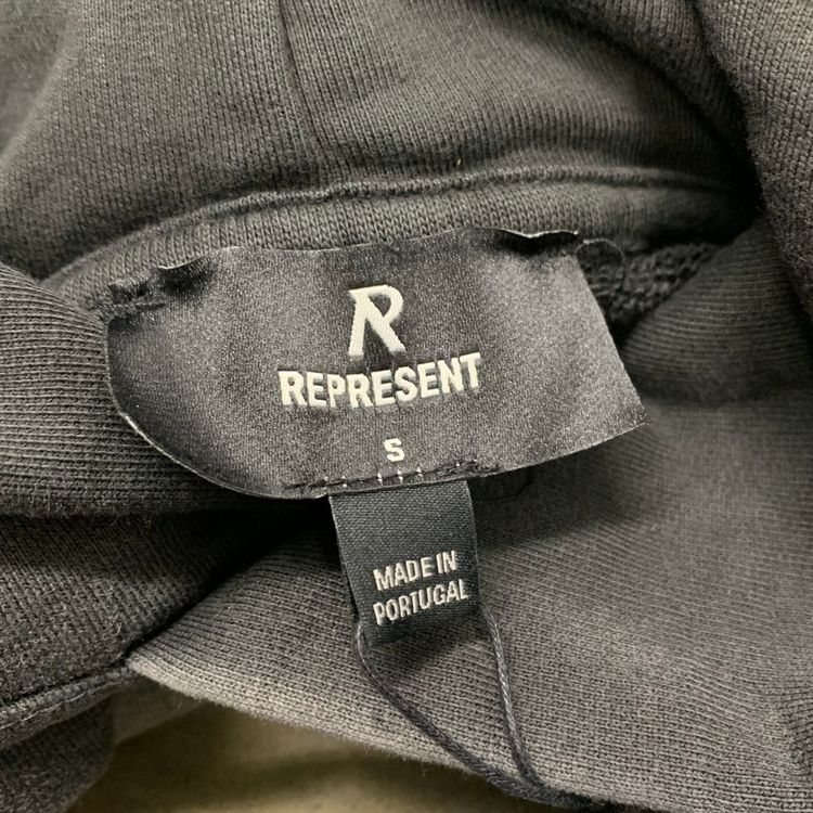 Represent Small Hoodie Chrome Flight Hoodie Stained Black Hoodie (RRP £180) image 6
