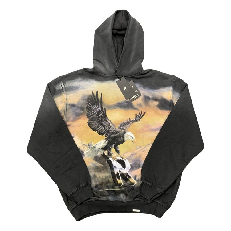 Represent Small Hoodie Chrome Flight Hoodie Stained Black Hoodie (RRP £180) image 1