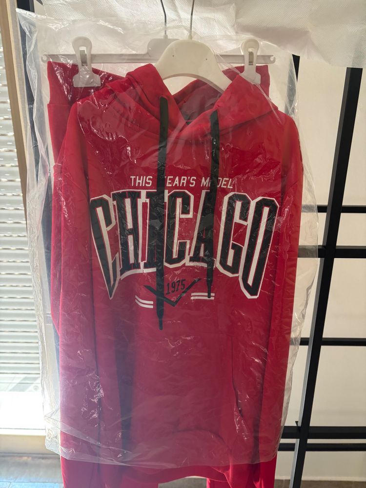 Red Hoodie With Chicago Print
