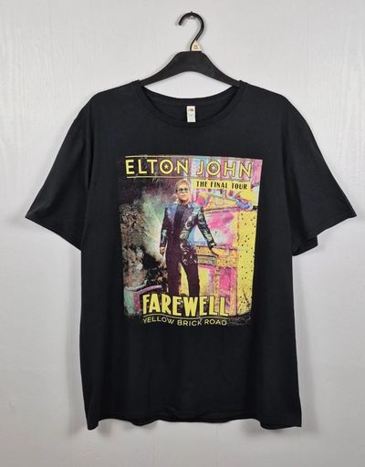 Fruit of the Loom Elton John Farewell Tour T-Shirt Black 2XL Graphic Concert Tee