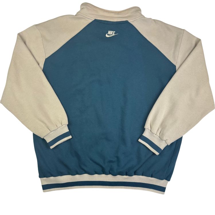 Vintage Nike Blue Ribbon Sports Quarter-Zip Sweatshirt Teal Blue Beige image 2