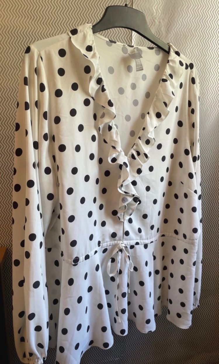 White Blouse With Black Polka Dots