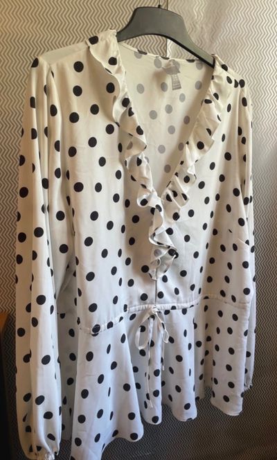 White Blouse With Black Polka Dots