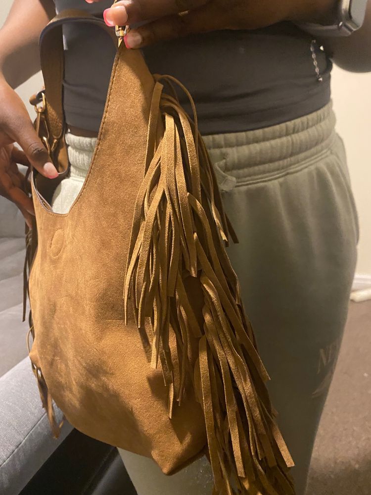 Brown Suede Fringe Shoulder Bag image 3