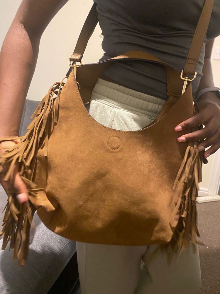 Brown Suede Fringe Shoulder Bag image 4