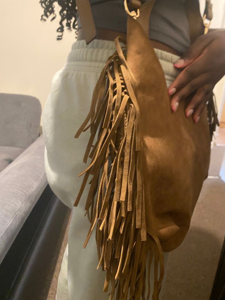 Brown Suede Fringe Shoulder Bag image 2