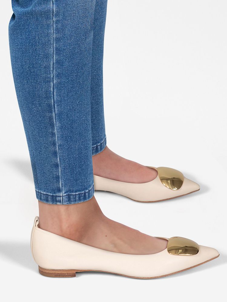 RUPERT SANDERSON - Beige Leather Point Toe Flats image 1