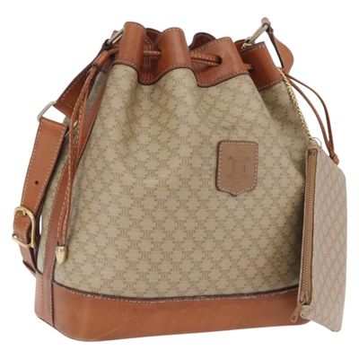CELINE Macadam Shoulder Bag PVC Beige Gold Tone Auth 211036 - Jerrillo