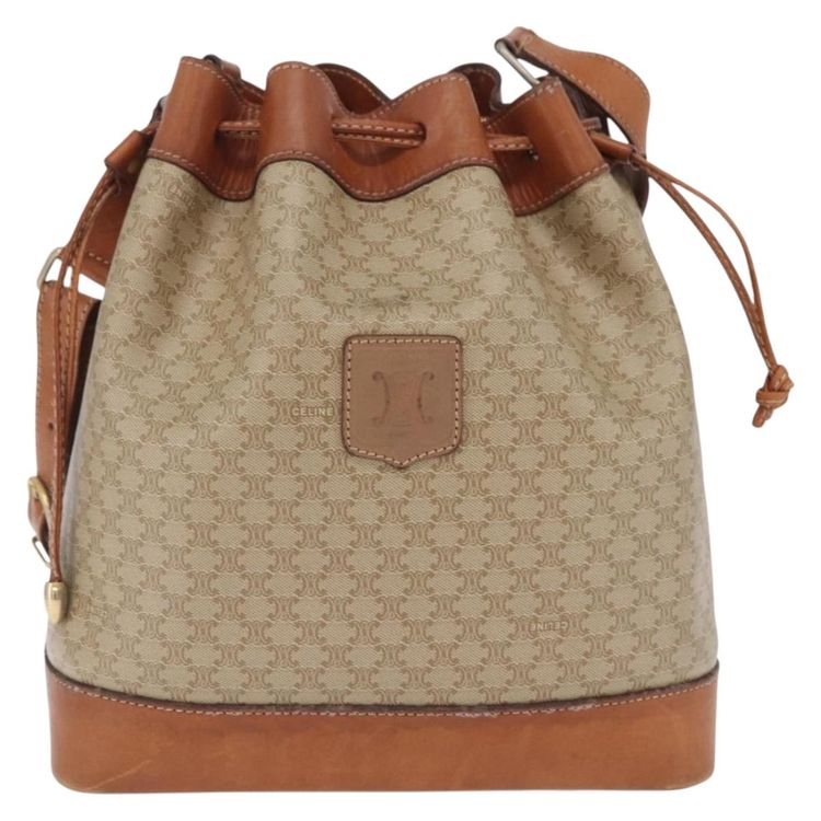 CELINE Macadam Shoulder Bag PVC Beige Gold Tone Auth 211036 - Jerrillo image 2