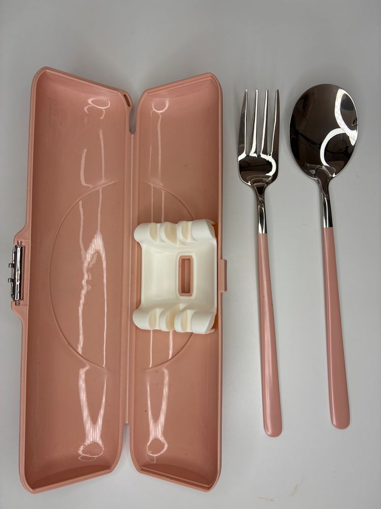 Pink Cutlery Set With Case image 2