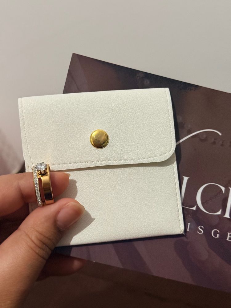 Other White Leather Pouch With Gold Button And Rings product image