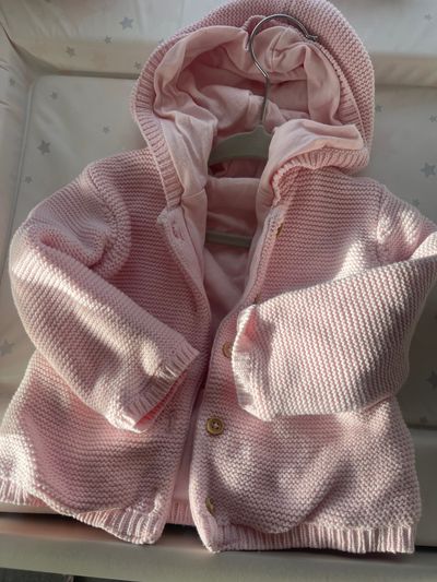 Pink Knitted Baby Jacket With Hood