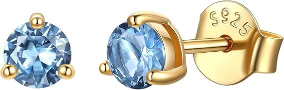 925 Silver Blue Cubic Zirconia Stud Earrings image 1