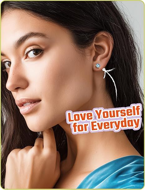 925 Silver Blue Cubic Zirconia Stud Earrings image 2