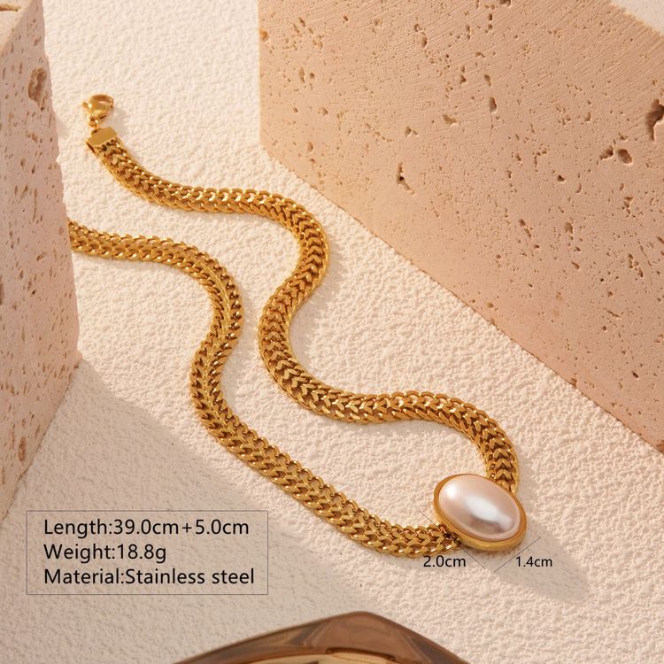 Gold-Tone Stainless Steel Jewelry Set With Pearl Accents image 6