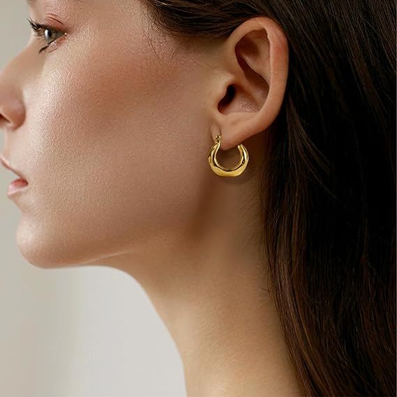 Gold Hoop Earrings image 3