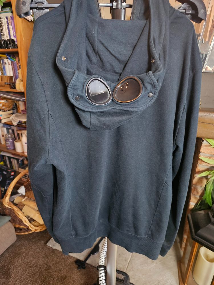 C.P. Company Black Zip-Up Hoodie With Goggle Hood