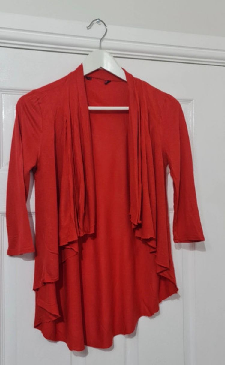 Red Open-Front Cardigan 2