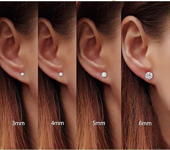 Gold Stud Earrings Set With Clear Stones image 4