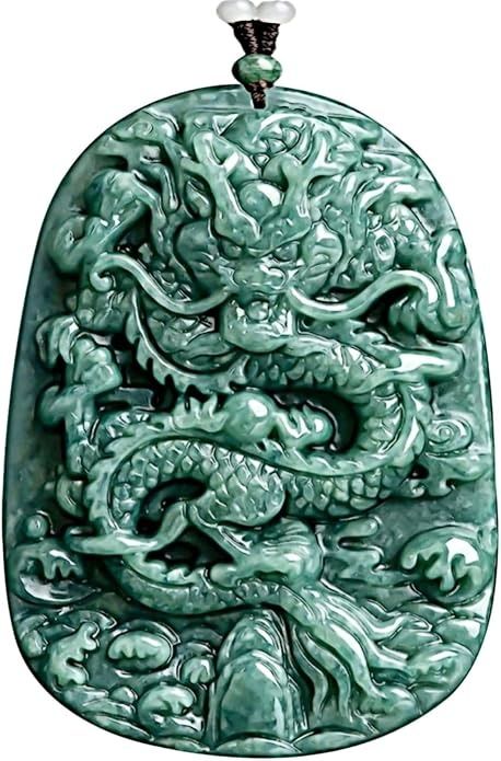 Green Carved Dragon Pendant image 1